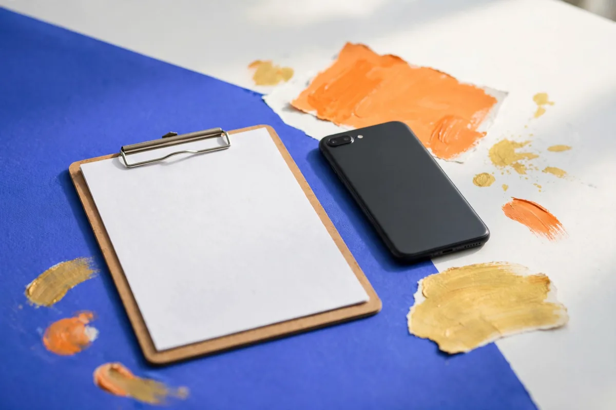 A clipboard and a phone